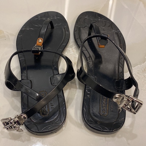 Black coach thong style sandals - size 5 - Picture 4 of 6